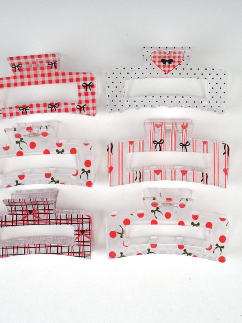 Vintage Plaid Dot Hair Claw
