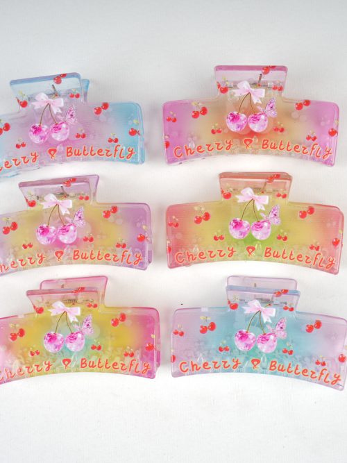 Gradient Cherry Butterfly Kawaii Hair Claws