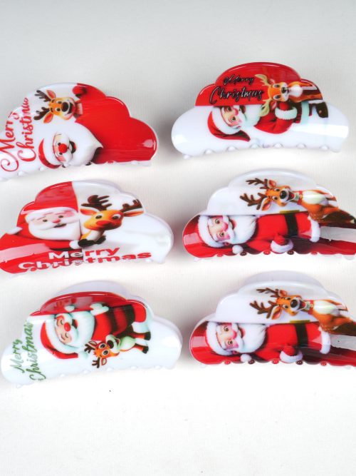 Santa Reindeer Merry Christmas Hair Claw Clips