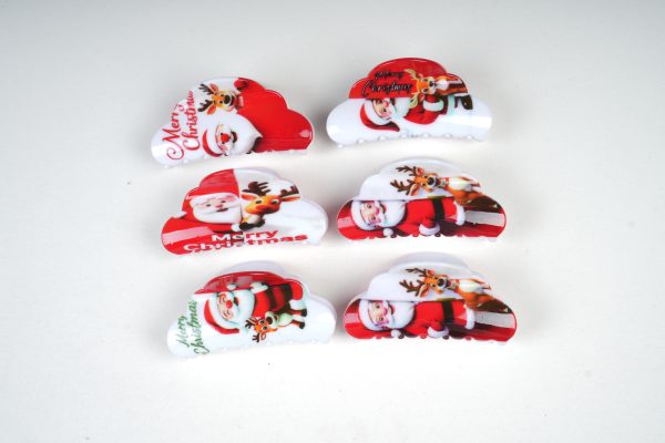Santa Reindeer Merry Christmas Hair Claw Clips