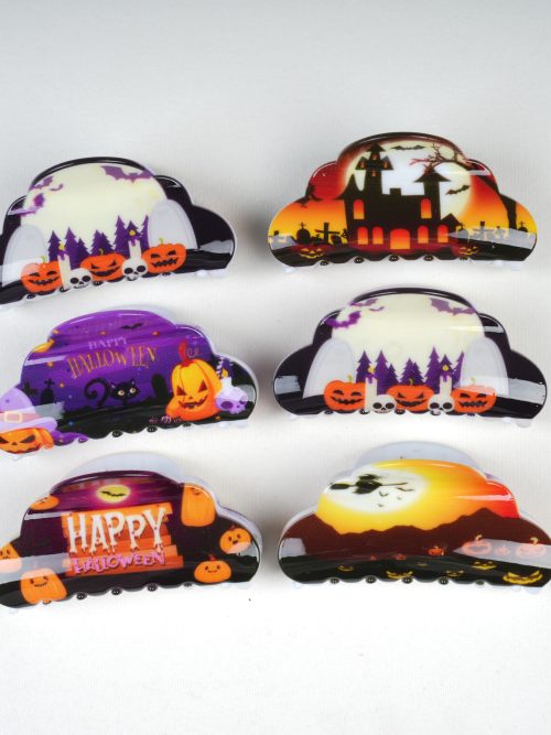 Cloud Shape Halloween Scene Print Hair Claws