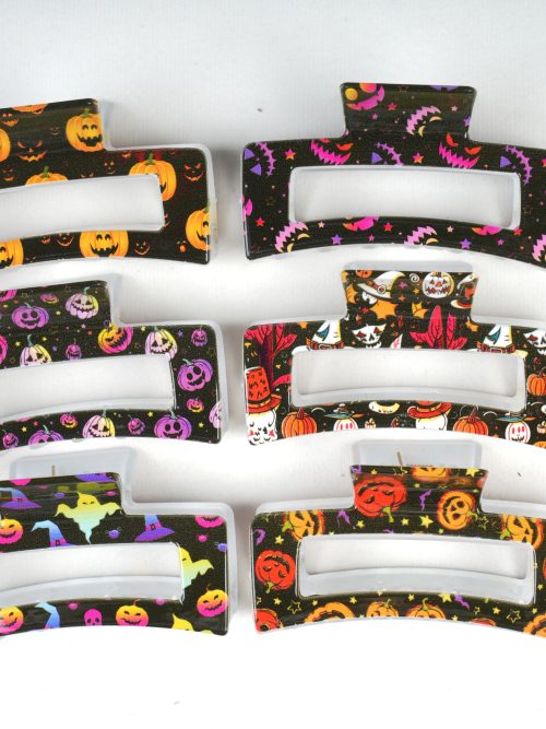 Hollow Rectangular Cute Halloween Print Hair Claws