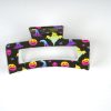Neon Spooky Pumpkin Rectangle Hair Claws, Cute Halloween Resin Hair Accessories