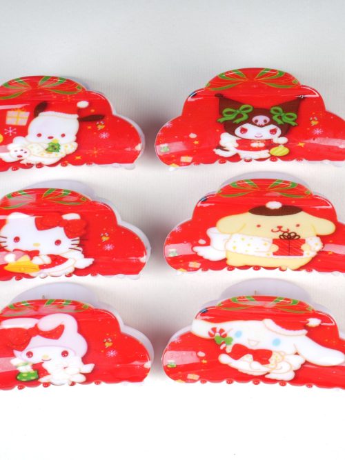Fluffy Cloud Bright Red Christmas Hair Claws, Cute Resin Hair Accessories for Holiday Fits