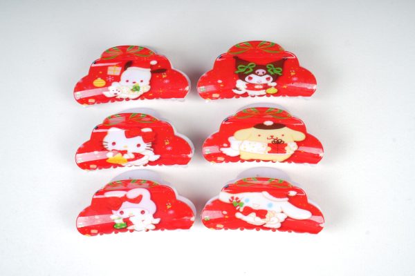 Fluffy Cloud Bright Red Christmas Hair Claws, Cute Resin Hair Accessories for Holiday Fits