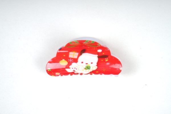 Fluffy Cloud Bright Red Christmas Hair Claws, Cute Resin Hair Accessories for Holiday Fits