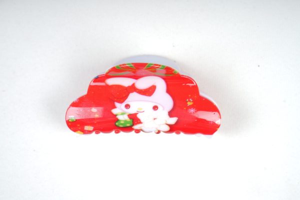 Fluffy Cloud Bright Red Christmas Hair Claws, Cute Resin Hair Accessories for Holiday Fits