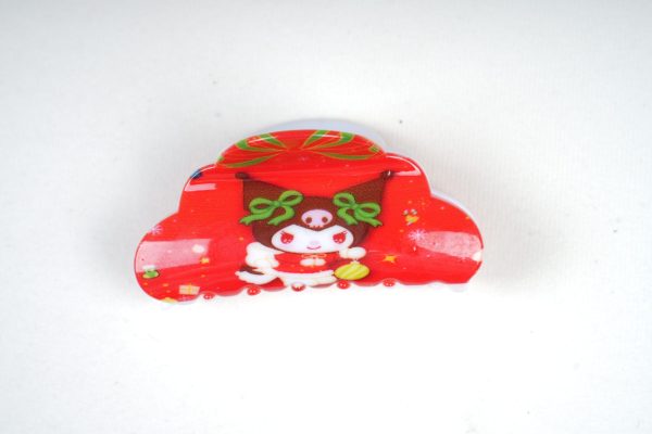Fluffy Cloud Bright Red Christmas Hair Claws, Cute Resin Hair Accessories for Holiday Fits