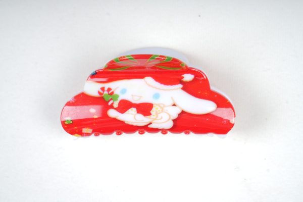 Fluffy Cloud Bright Red Christmas Hair Claws, Cute Resin Hair Accessories for Holiday Fits