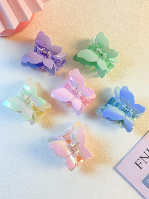 Iridescent Aurora Butterfly Hair Claws