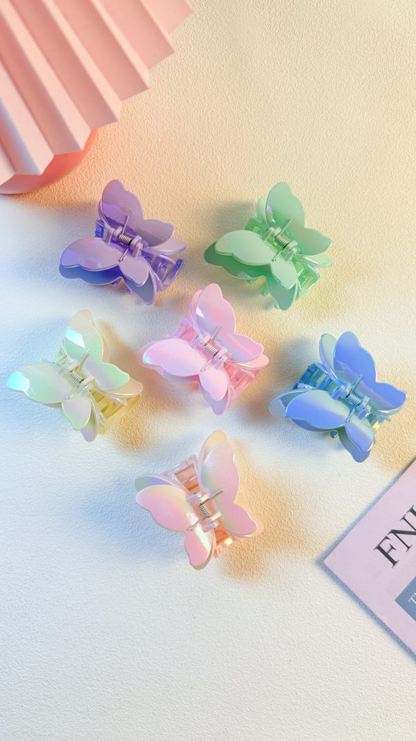 Iridescent Aurora Butterfly Hair Claws