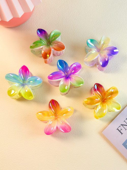 Iridescent Y2K Flower Hair Claw