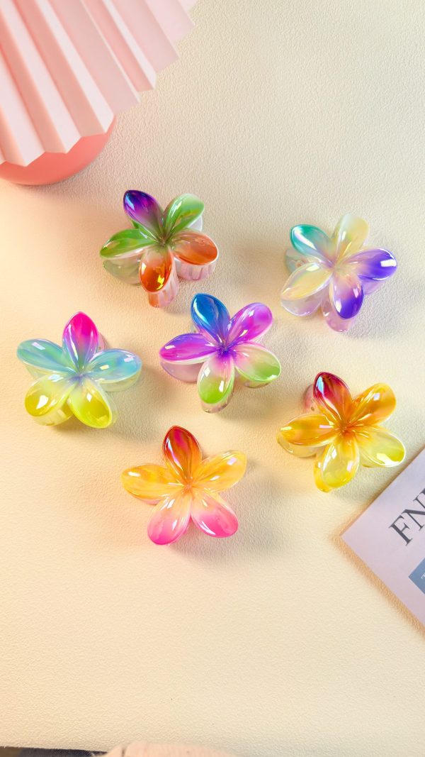 Iridescent Y2K Flower Hair Claw