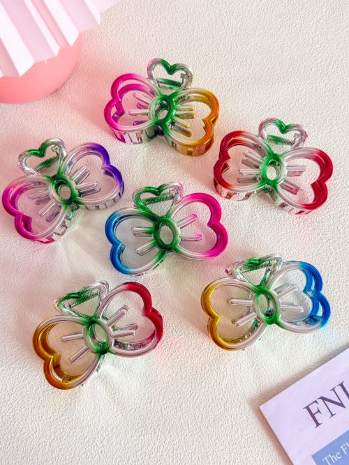 Prismatic Clover Heart Hair Claw