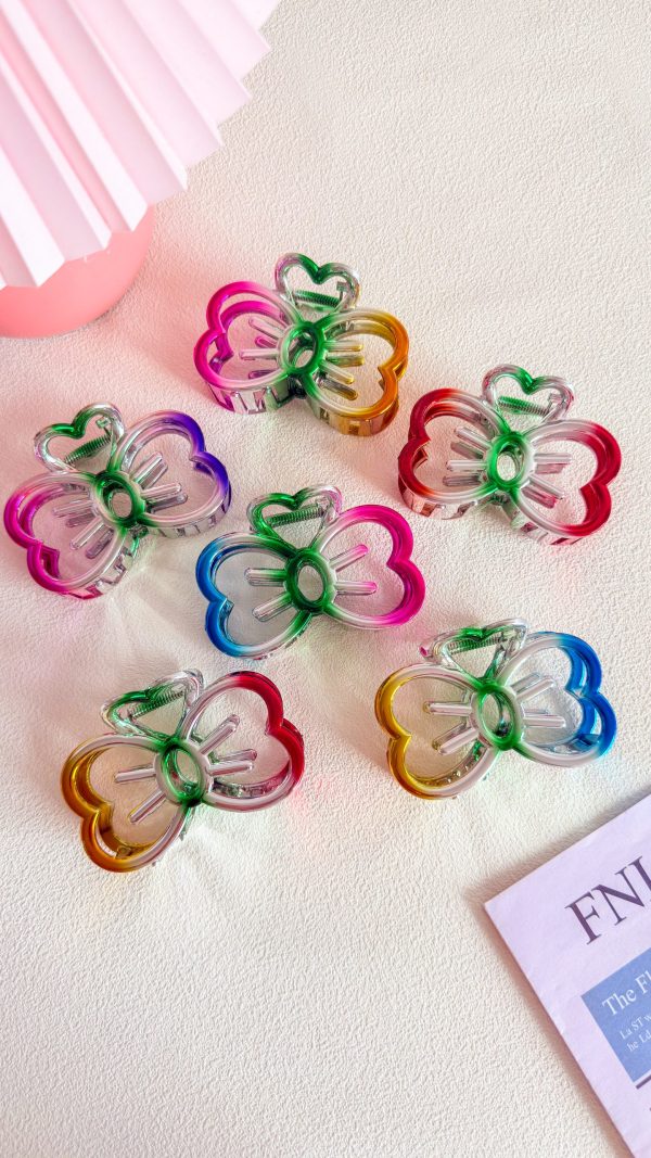 Prismatic Clover Heart Hair Claw