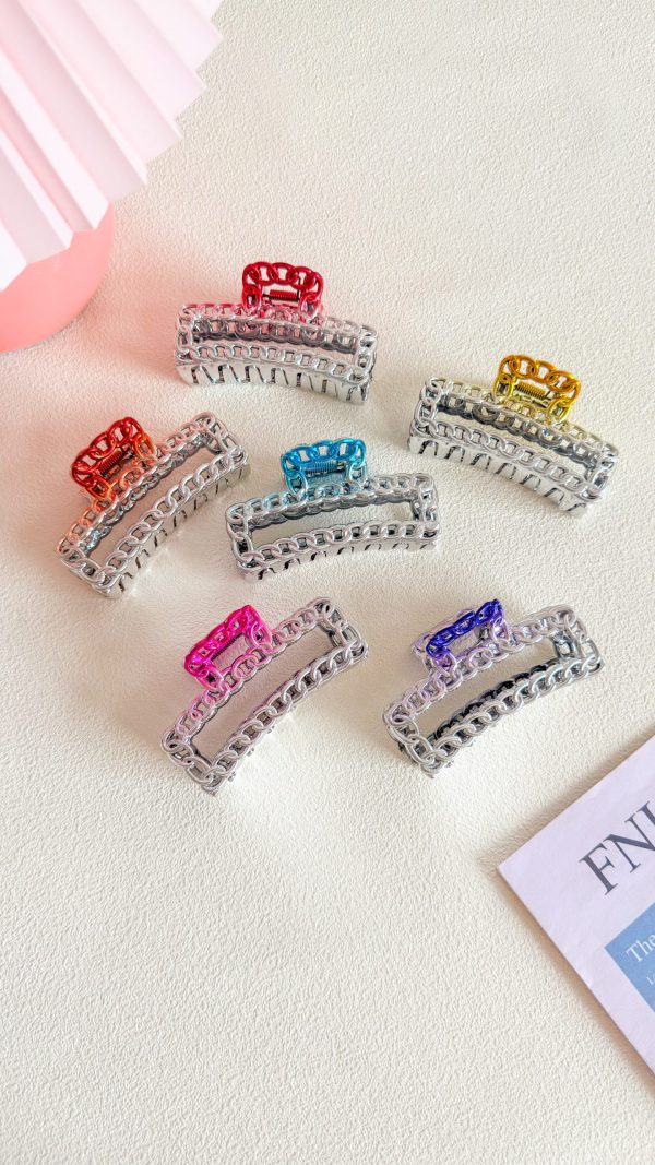 Y2K Metal Chain Rectangle Claw