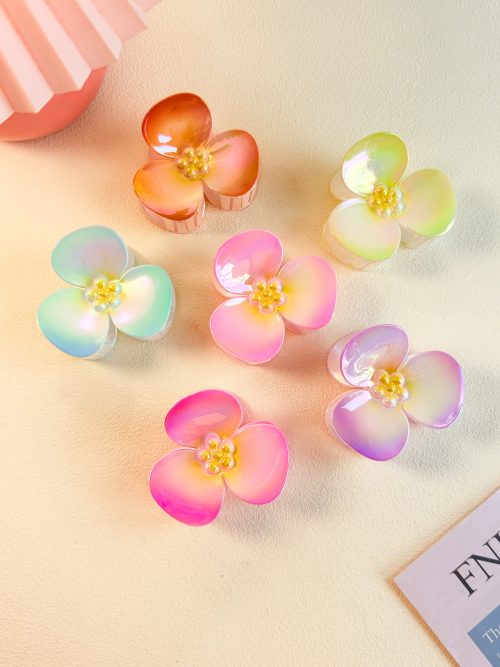 Rainbow Acrylic Floral Claw