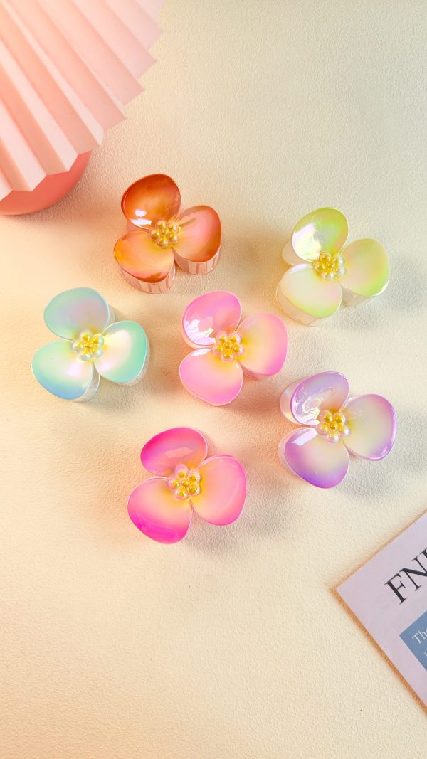 Rainbow Acrylic Floral Claw