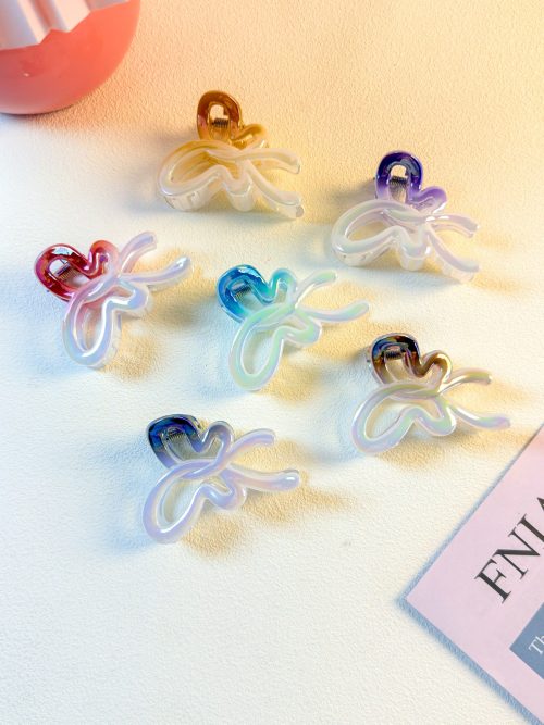 Holo Heart Bow Y2K Hair Claw