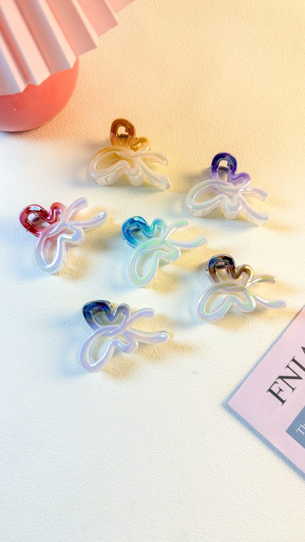 Holo Heart Bow Y2K Hair Claw