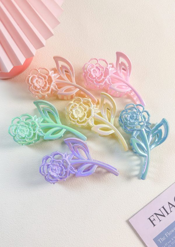 Iridescent Electroplated Hollow Rose Hair Claw