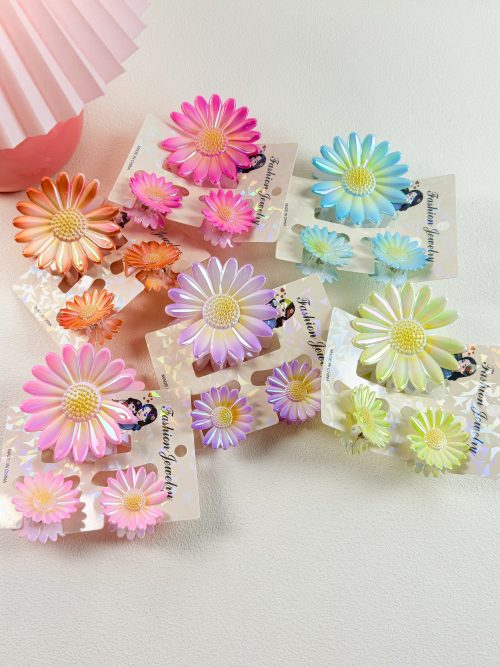 Iridescent Flower Hair Claw Bundle