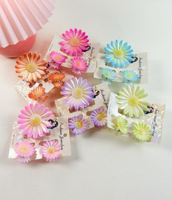 Iridescent Flower Hair Claw Bundle