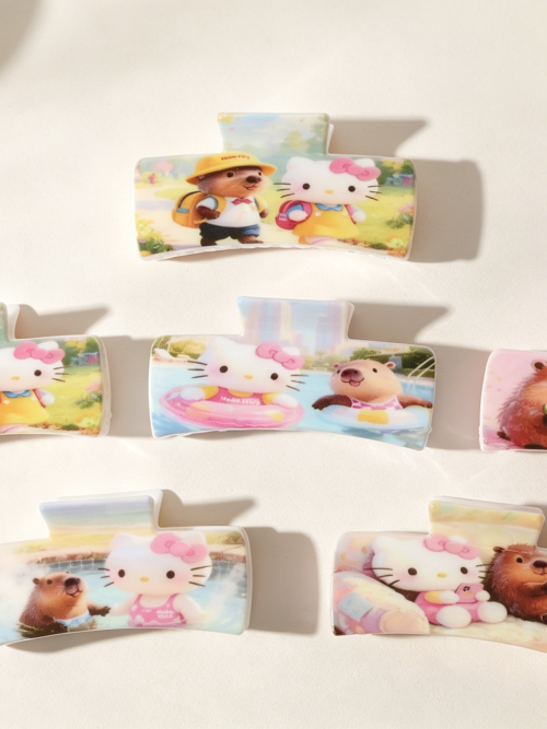 Cute Arc Hello Kitty Capybara Printed Hair Claws