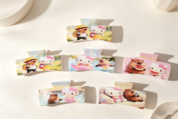 Cute Arc Hello Kitty Capybara Printed Hair Claws