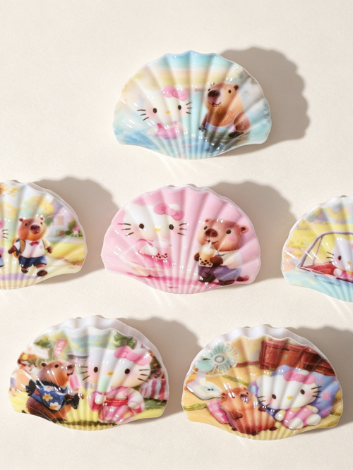 Pastel Shell Kitty & Capybara Hair Claws