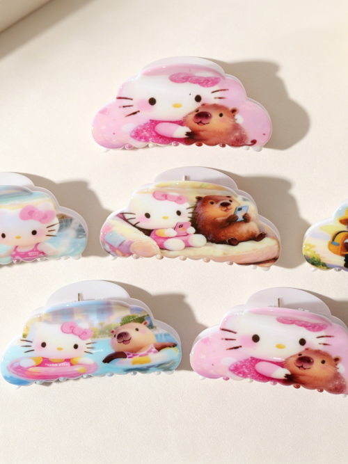 Pastel Shell Kitty & Capybara Hair Claws
