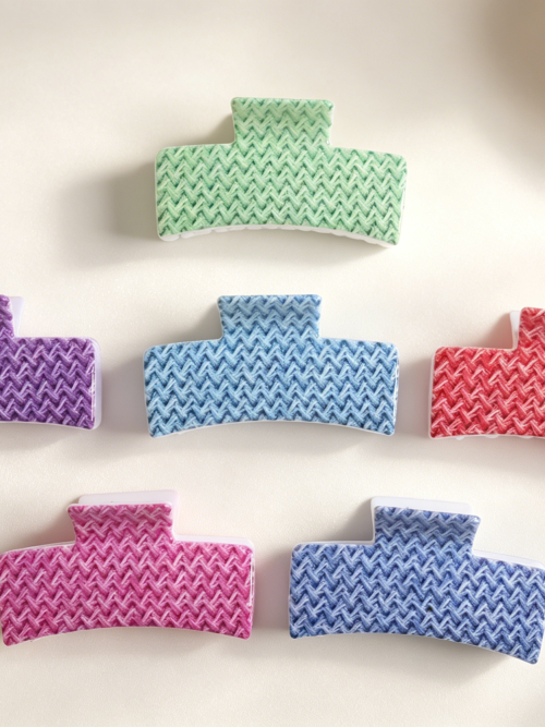 Woven Texture Solid Color Hair Claw Clips