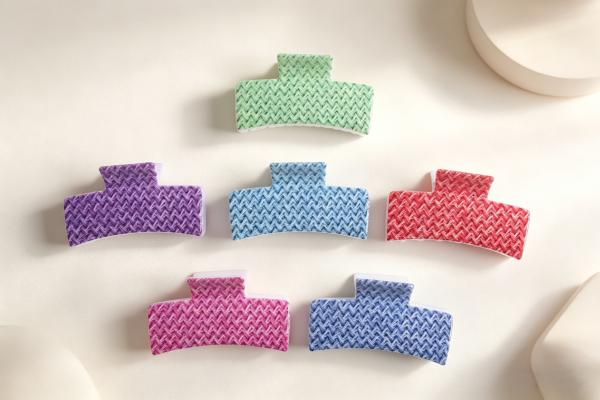 Woven Texture Solid Color Hair Claw Clips