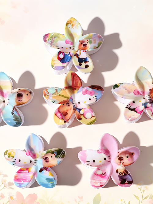 Gradient Petal Cartoon Hair Claw Clips