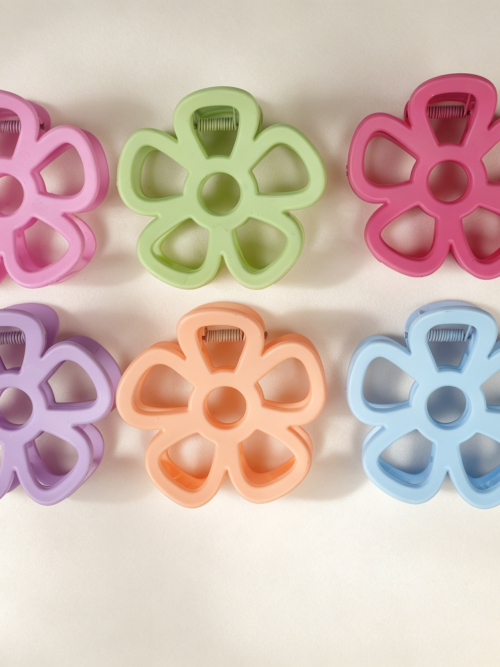 Matte Hollow Flower Solid Color Hair Claws