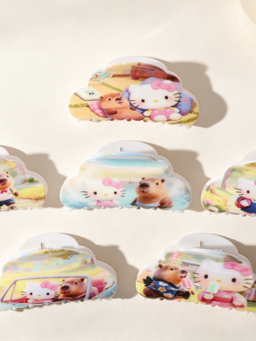 Cloud Hello Kitty & Capybara Hair Clips
