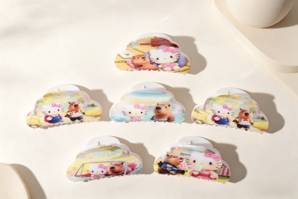 Cloud Hello Kitty & Capybara Hair Clips