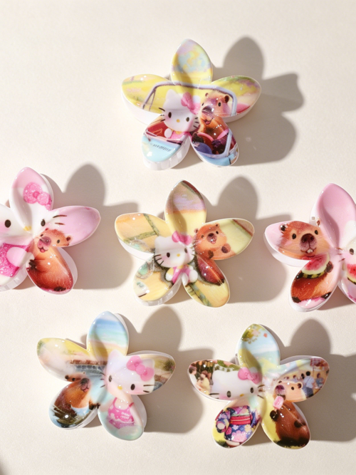 Flower Shaped Kitty Capybara Cute Hair Claws