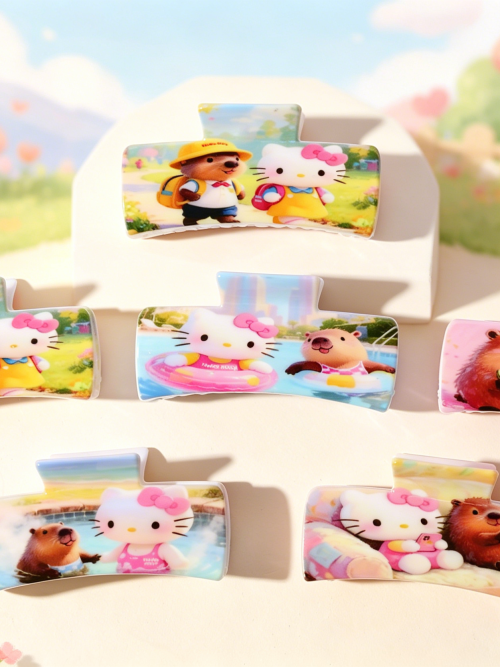 Pastel Cartoon Print Arc Hair Claw Clips
