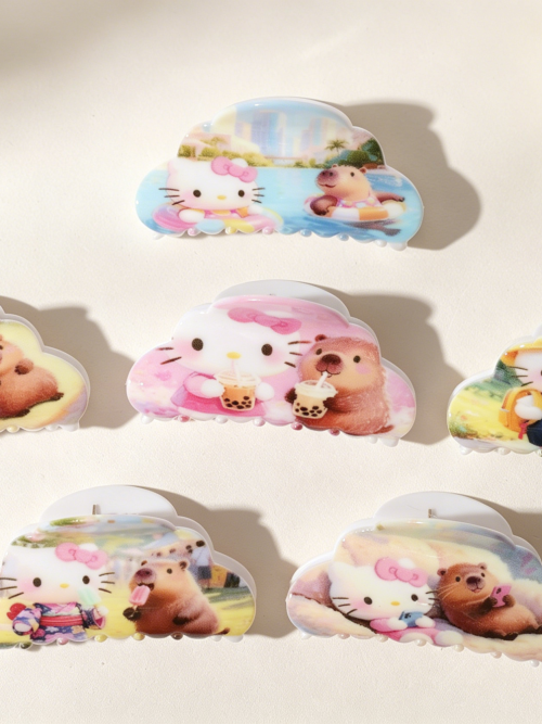Cloud Shape Cute Kitty & Capybara Hair Claws