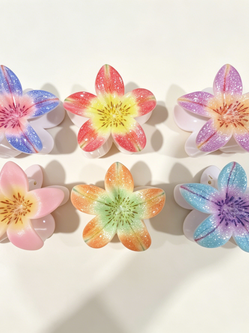 Tropical Painted Plumeria Flower Hair Claws