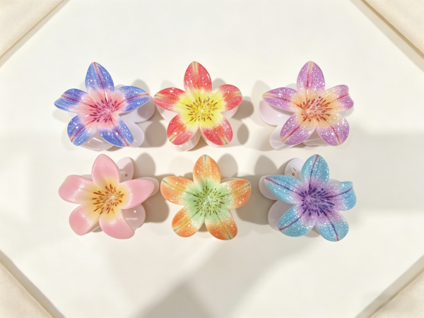 Tropical Painted Plumeria Flower Hair Claws