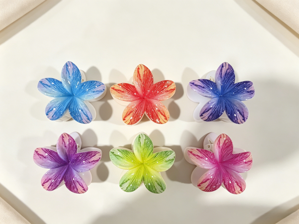 Hand Drawn Texture Plumeria Hair Claws