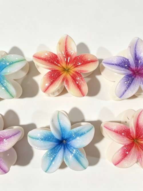 Ombre Tropical Plumeria Flower Hair Claws