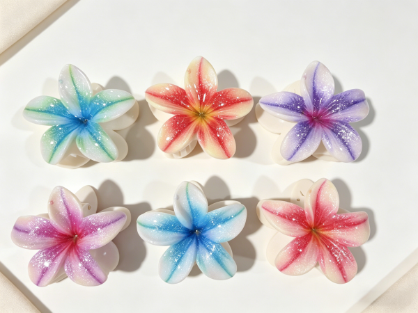 Ombre Tropical Plumeria Flower Hair Claws