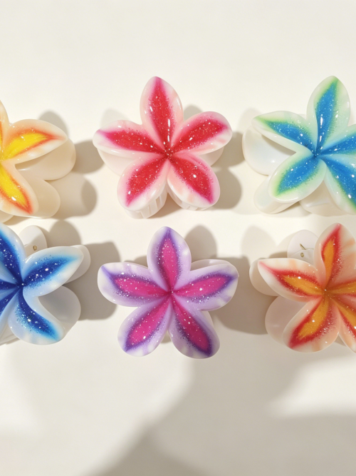 Gradient Plumeria Beach Hair Claw Clips