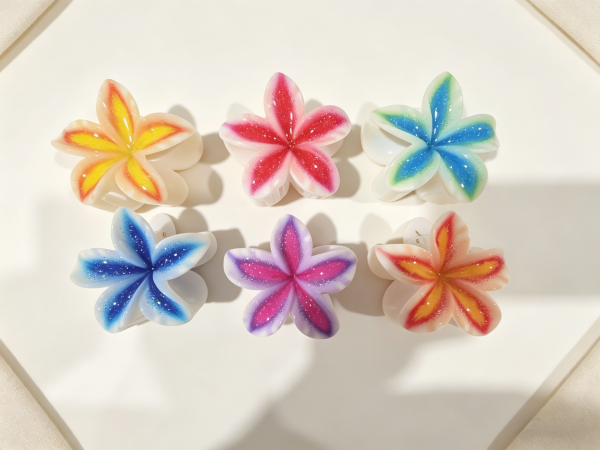 Gradient Plumeria Beach Hair Claw Clips