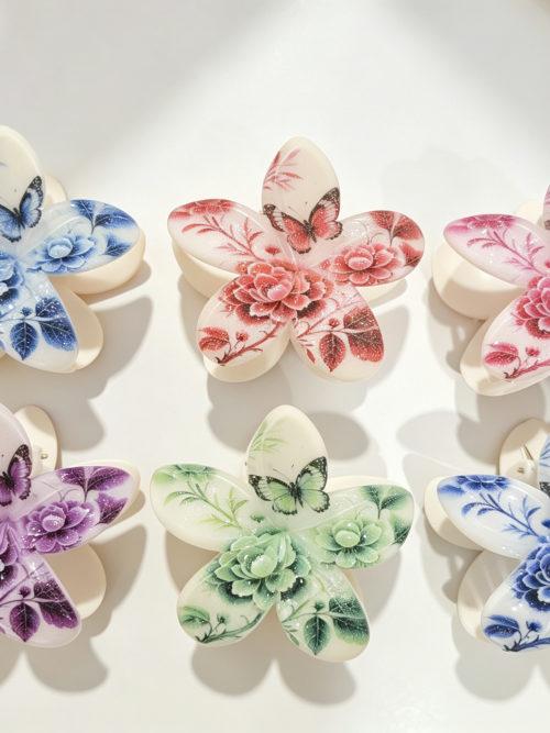Vintage Butterfly Floral Flower Hair Claws