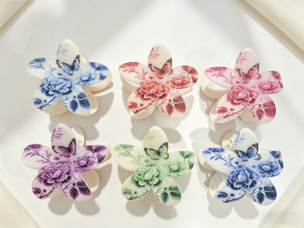 Vintage Butterfly Floral Flower Hair Claws