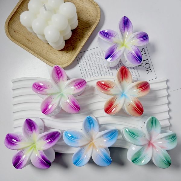 Pastel Dot Plumeria Tropical Hair Claw Clips